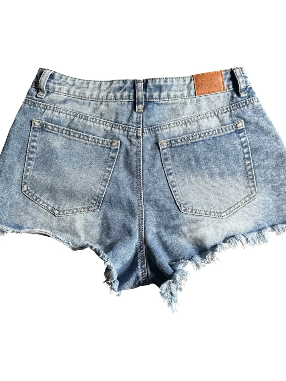 SHEIN Light Blue Distressed Denim Mini Shorts